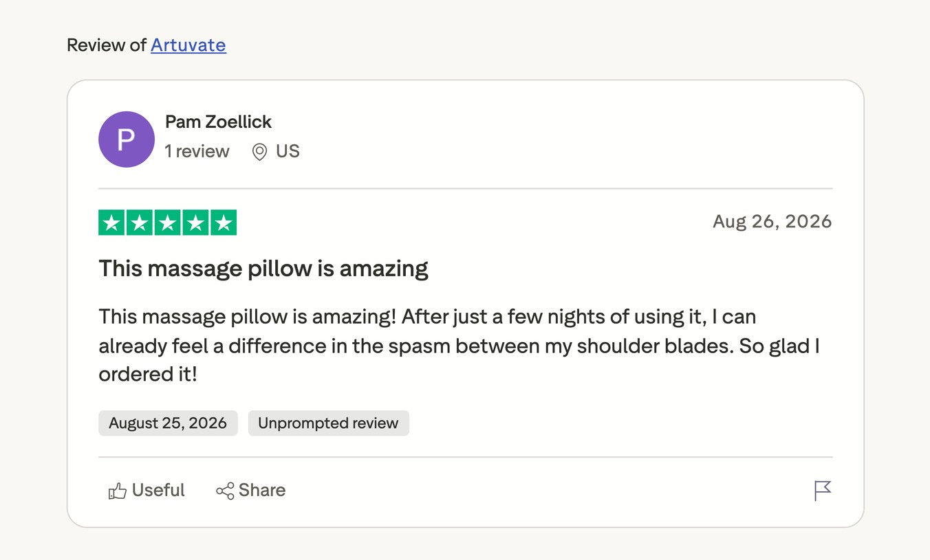 Pam Zoellick, five stars: after just a few nights of using it she can already feel a difference in the spasm between her shoulder blades.